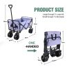 100L Collapsible Folding Beach Wagon Cart with 220Lbs Large Capacity, Wagons Carts Heavy Duty Foldable with Big Wheels for Sand, Garden, Camping