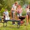 Foldable Camping Table Collapsible Picnic Aluminum Alloy Grill Stand Max Load BBQ Table with 2 Side Trays