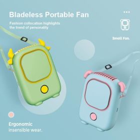 Cooling Neck Fan 3 Speeds Wearable USB Charging Mini Cooling Fan Cute Portable Neck Fan For Women Camping Kids Girls Travel (Color: Green)