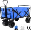 Collapsible Heavy Duty Beach Wagon Cart Outdoor Folding Utility Camping Garden Beach Cart With Universal Wheels Adjustable Handle Shopping